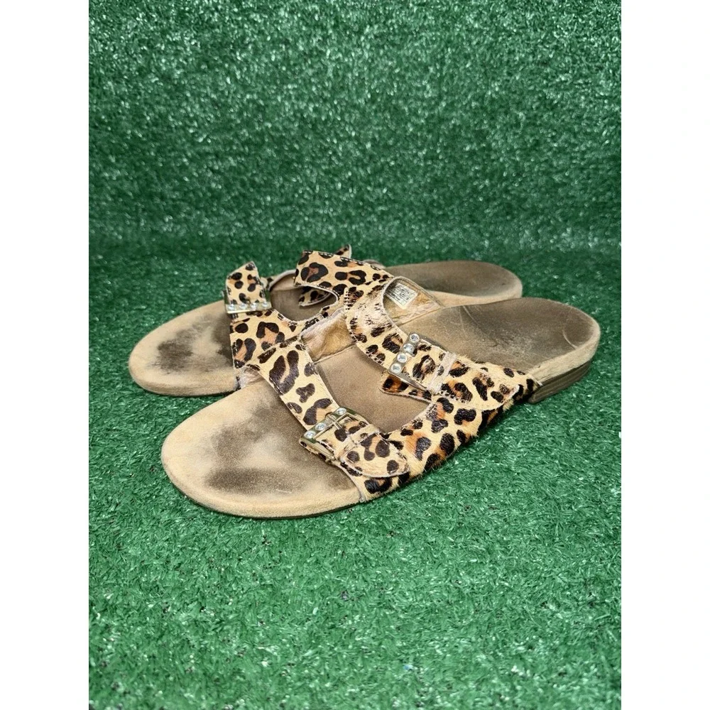 Vionic Sandals Womens Size 9.5 Leopard Print Slides Flip Flops Beach Orthopedic‎